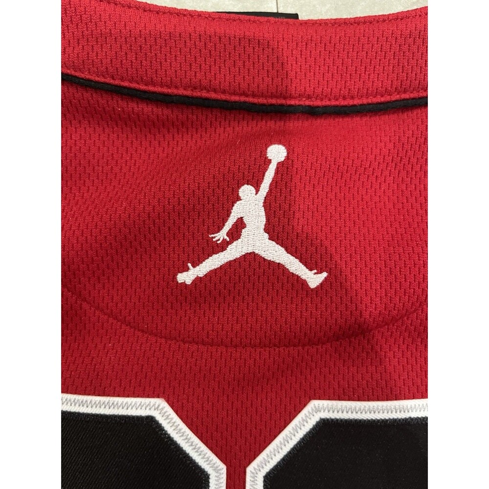 Jordan Brand Baseball Jersey Kids Large 12-13 Bred Black Red Embroidered - 038 - Picture 3 of 5